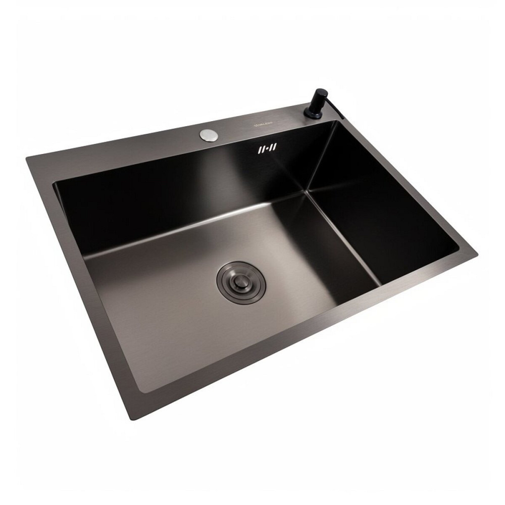 Кухонна мийка VALESO Handmade PVD 70*50 чорна (сифон круглий, 3,0/0,8) Коломыя - изображение 2