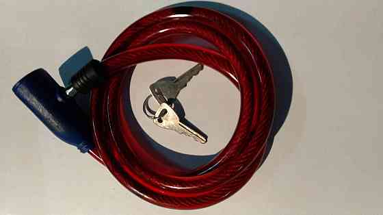 Замок на колесо (трос 1000*1 см) (з ключем) (червоний) Мукачево