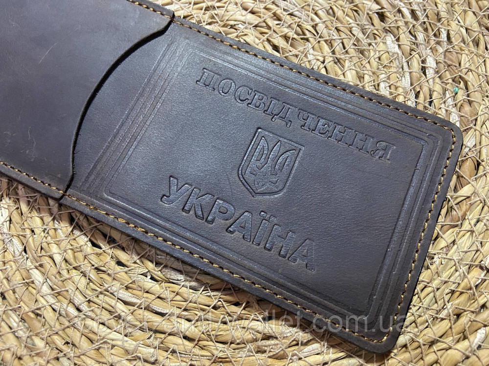 Універсальна обкладинка "Посвяченя Україна" з кишенею з натуральної шкіри Crazy Horse Коричневий Київ - фото 2