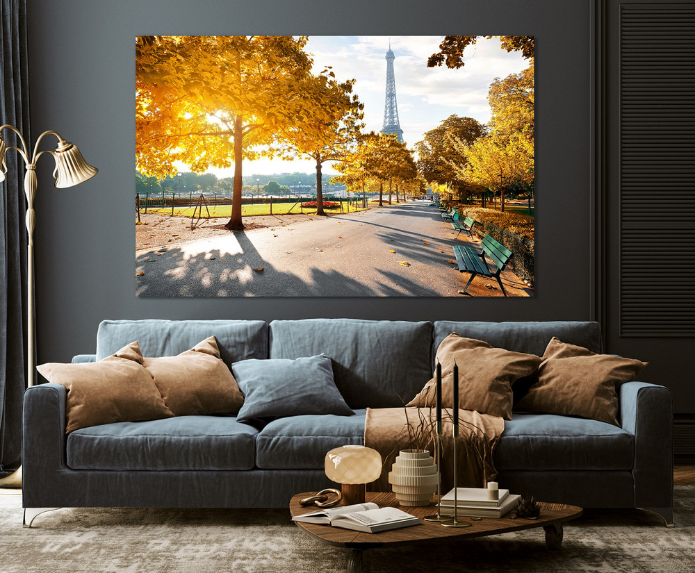Картина полотно у вітальню / спальню  Осінь в Парижі  MLP_366 ( 60х30см ) 50x100 см Київ - фото 3