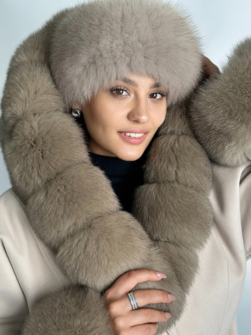 Хутряна пов'язка на голову жіноча з песця Світло-Бежевий Харків - фото 6