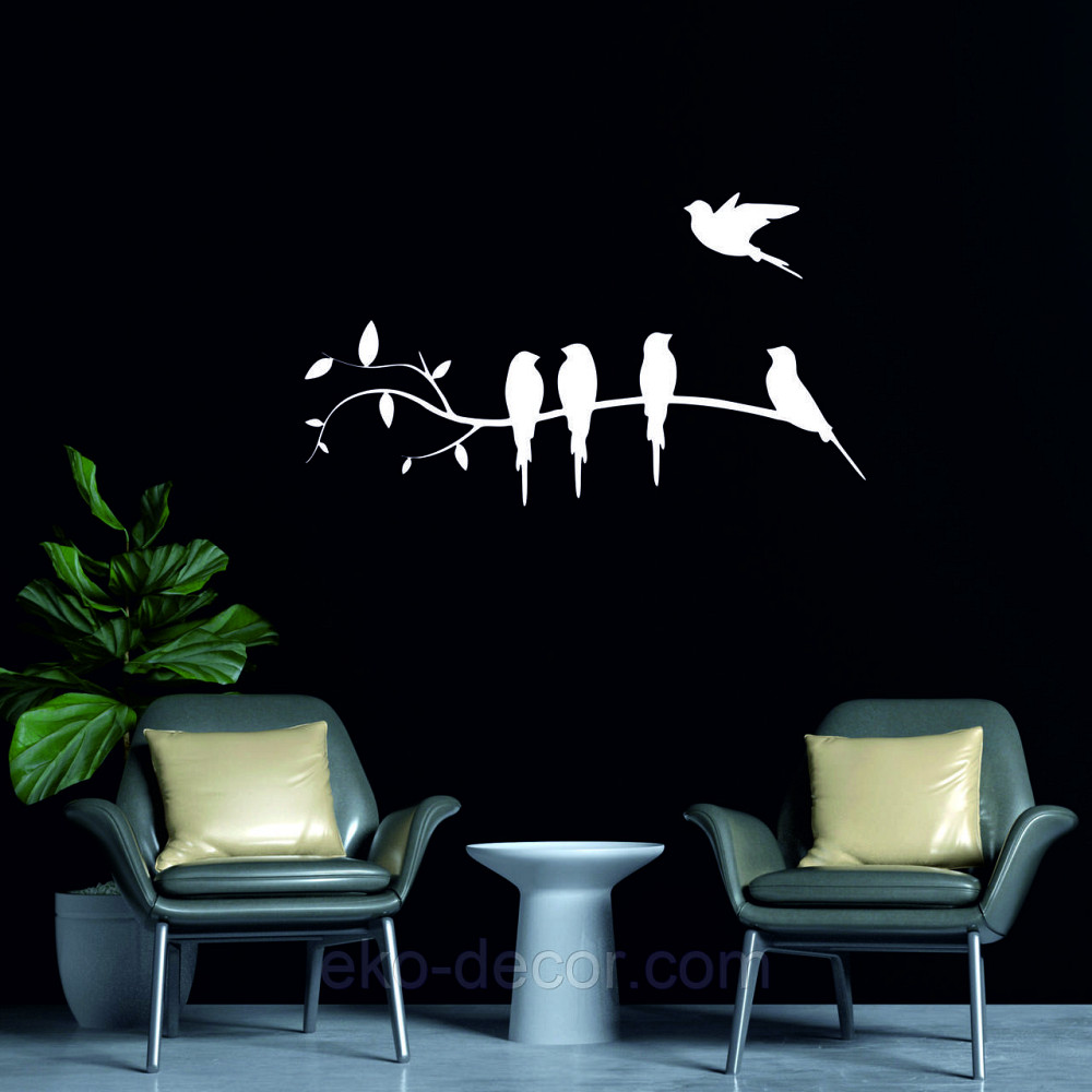 Декоративное настенное Панно «Птички на ветке», Декор на стену 50*16 см, Белый Киев - изображение 4