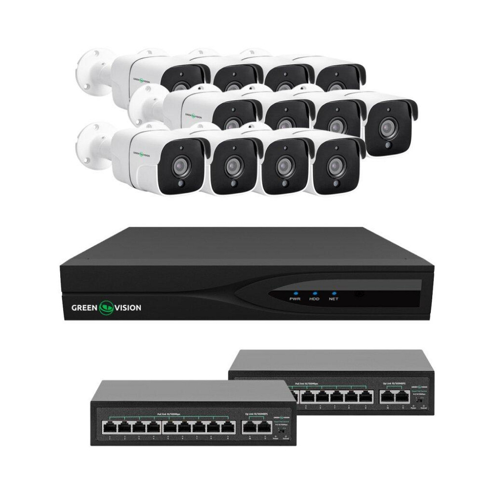 Комплект відеоспостереження на 12 камер GV-IP-K-W89/12 5MP Київ - фото 1