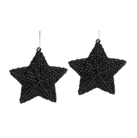 Набір ялинкових прикрас Зірка 2шт 7,5см чорний глітер БОНА ДИ Житомир