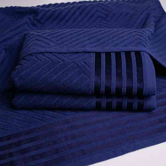 Набор махровых полотенец SOFT 3шт GM Textile 50х90см, 50х90см, 70х140см 500г/м2 (Темно-синий) Сумы