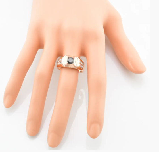 Печатка Xuping 11270 черные фианиты, позолота РО, ширина 10 мм, размер 19, вес 7,0 г, мужская Киев