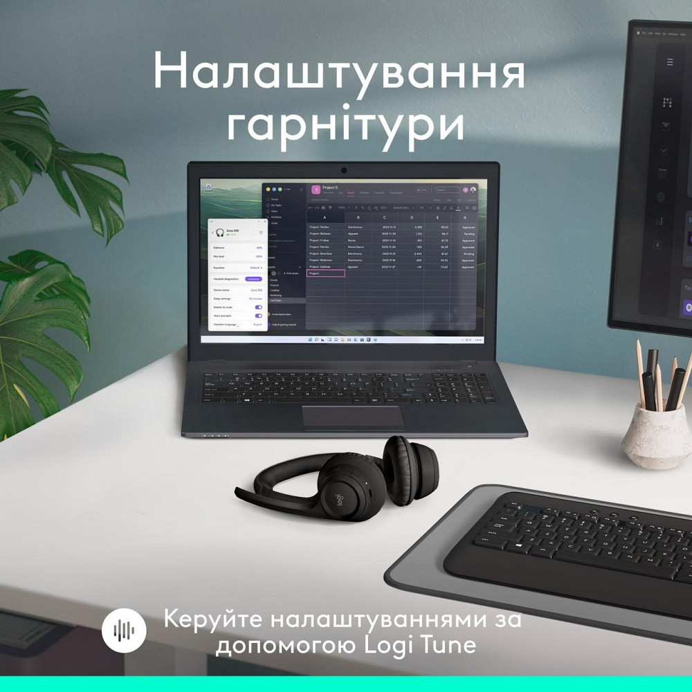Bluetooth-гарнітура Logitech Zone 300 Wireless Black (981-001407) Чорний Харьков - изображение 9