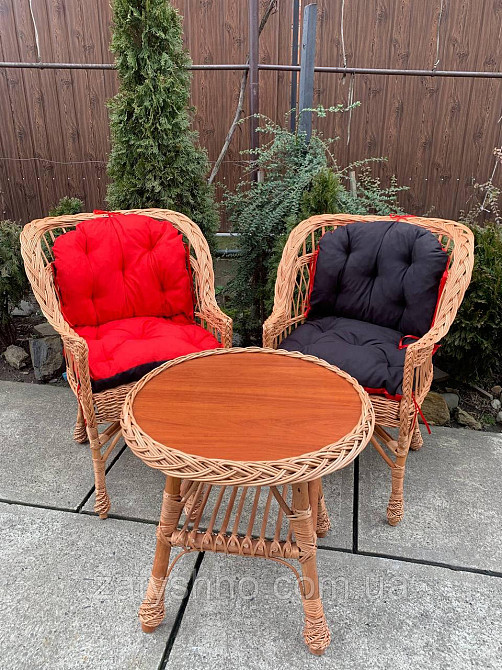 Комплект плетених меблів з накидками на крісла Київ - фото 1