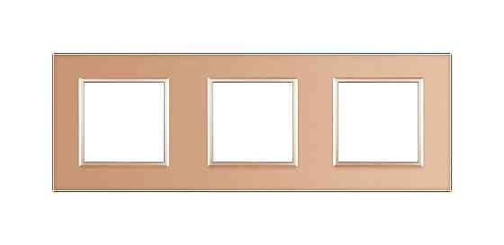 Рамка 3-постова LIVOLO, загартоване скло, золота, 223×80 мм (VL-P7E/E/E-6A) Коломия