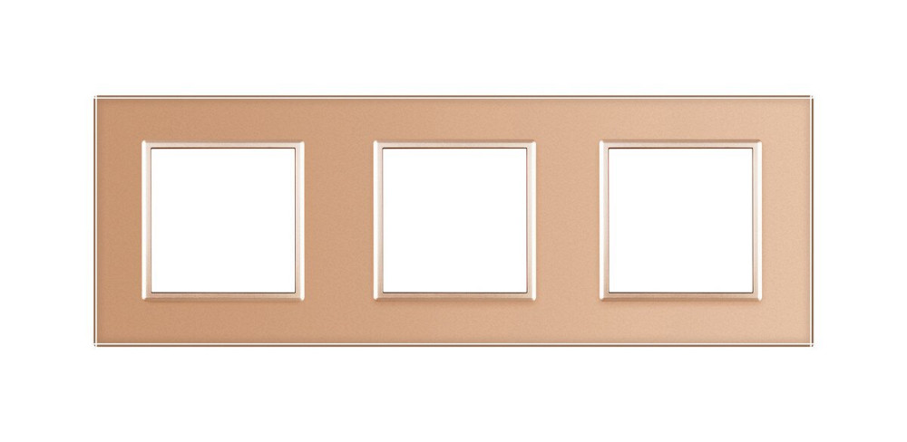 Рамка 3-постова LIVOLO, загартоване скло, золота, 223×80 мм (VL-P7E/E/E-6A) Коломия - фото 3