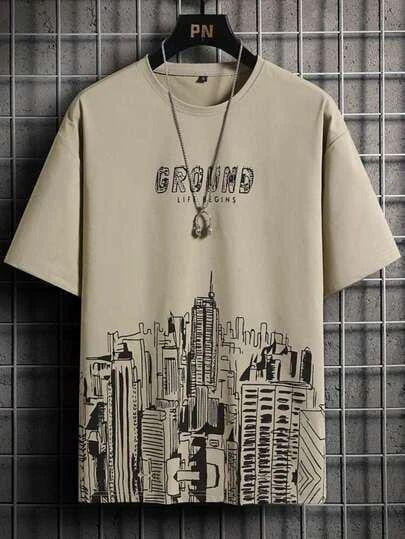 Футболка чоловіча с принтом  46 Бежева 2664092780 Дніпро - фото 1