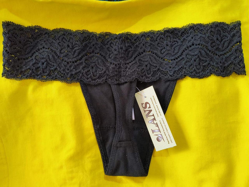 Стрінги мереживні чорні бавовна 2 шт. в уп Lans 22/030 XL Київ - фото 3