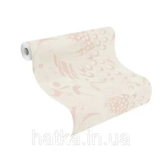 Шпалери вінілові на флізеліні Rasch Clasik 0,53х10 птиці павичі квіти рожеві на білому Київ