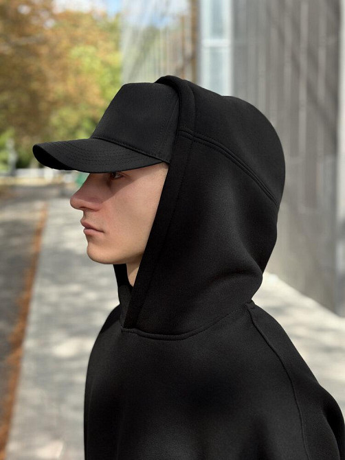 Чорне худі оверсайз чоловіче Pobedov Urbanist. Худі чорне чоловіче зима Київ - фото 8