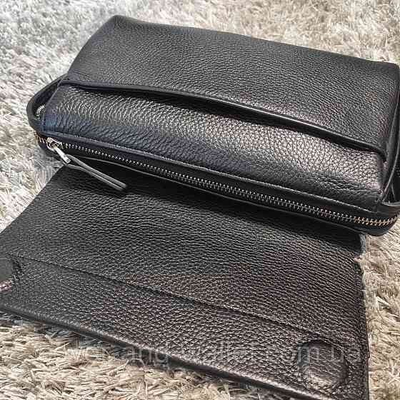 Стильна чоловіча шкіряна барсетка клатч на дві блискавки ST Leather 10021 Київ