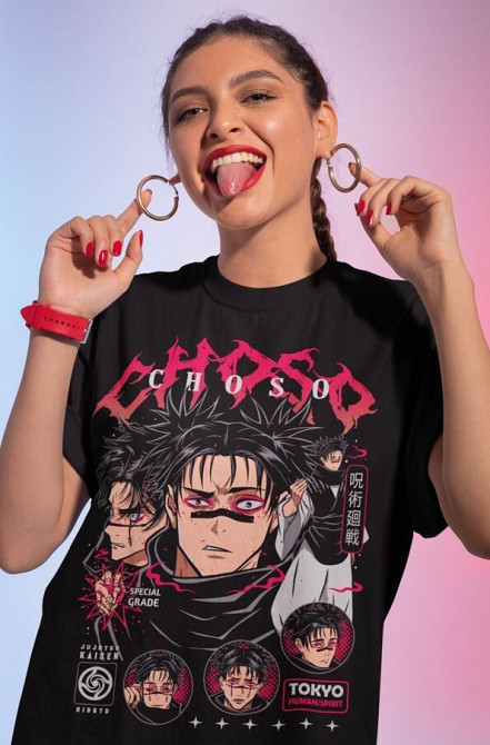 Футболка для хлопчика з аніме принтом Магічна битва оверсайз (зріст від 165 до 180) Чорний AnimeJ0812m Дніпро - фото 4