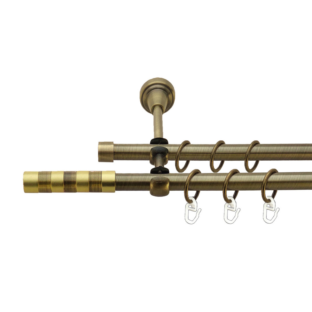 Карниз Orvit Сігма металевий дворядний відкритий Антик 16\16 мм 240 см (7318632) Львів - фото 1