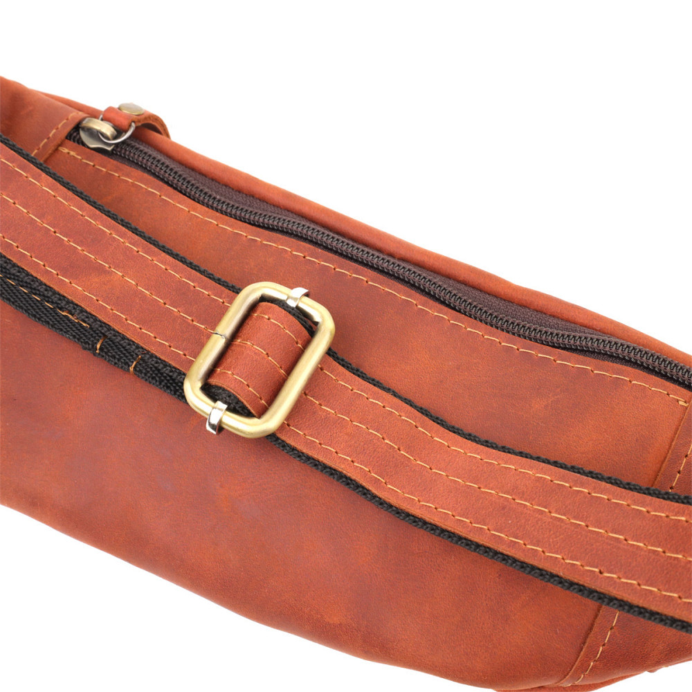 Практична сумка-бананка для чоловіків із натуральної вінтажної шкіри Рудий (SHVIGEL) Київ - фото 9