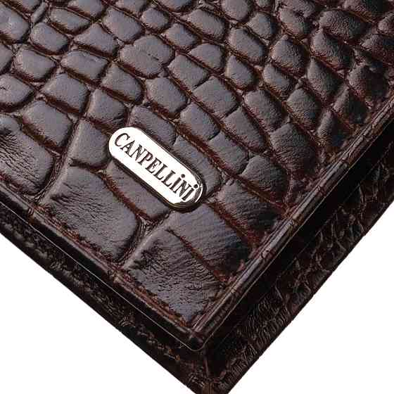 Горизонтальный мужской бумажник среднего размера из натуральной кожи с тиснением под крокодила CANPELLINI Киев