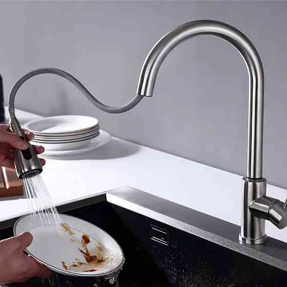 Смеситель для кухни WanFan с выдвижным сливом, гибкий кухонный кран из латуни Каменец-Подольский