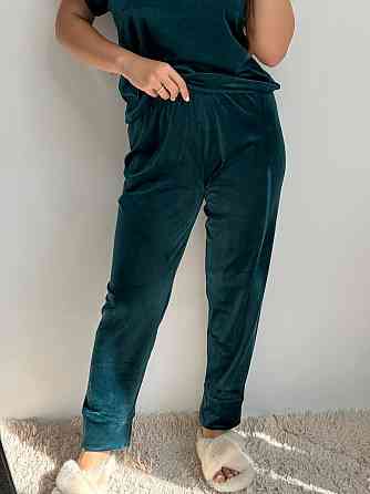 Піжама-комплект (футболка+шорти+штани) з плюшевого велюр Смарагд S Харків