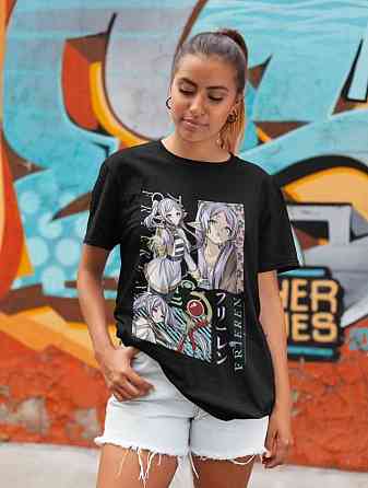 Футболка для мальчика аниме Фриерен Бейонд Джоурней С оверсайз (рост от 165 до 180 ) Черний AnimeJ0978m Днепр