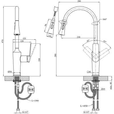 Душовий гарнітур Kroner Makon-C060 + змішувач Makon-C030-T+ змішувач Makon-C010 (CVS30155) Вінниця