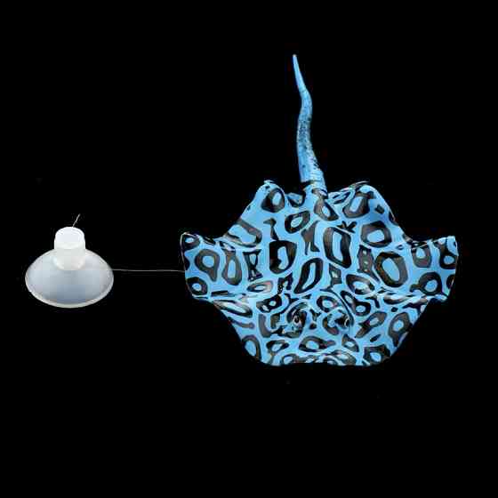 Скат искусственный для аквариума силиконовый люминесцентный светящийся декор в аквариум 16 на 9 см синий Киев