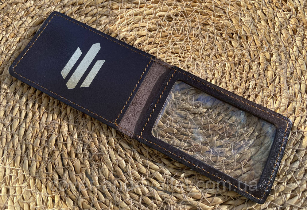 Шкіряна обкладинка на посвідчення ДБР коричневого кольору (тиснення золотом) PS Київ - фото 5