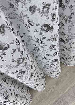 Тюль з батиста, колекція "Flora" колір білий з чорно-білим принтом 909т Київ