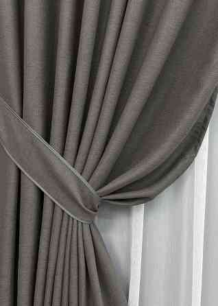 Комплект штор VR-Textil TWEED_V 150х270 2шт и Тюль 600х270 1915ш-1153т Темно-серый с белым 71-146/5 Киев