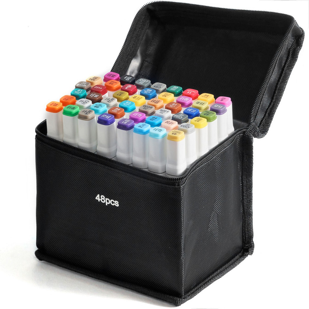 Набор маркеров для художников Touch Smooth 48 шт, двусторонние для рисования+Органайзер для канцелярии черная Каменец-Подольский - изображение 2