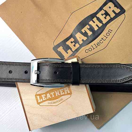 Элегантный мужской ремень из натуральной кожи LC с коричневой отделкой (7817-2) Киев
