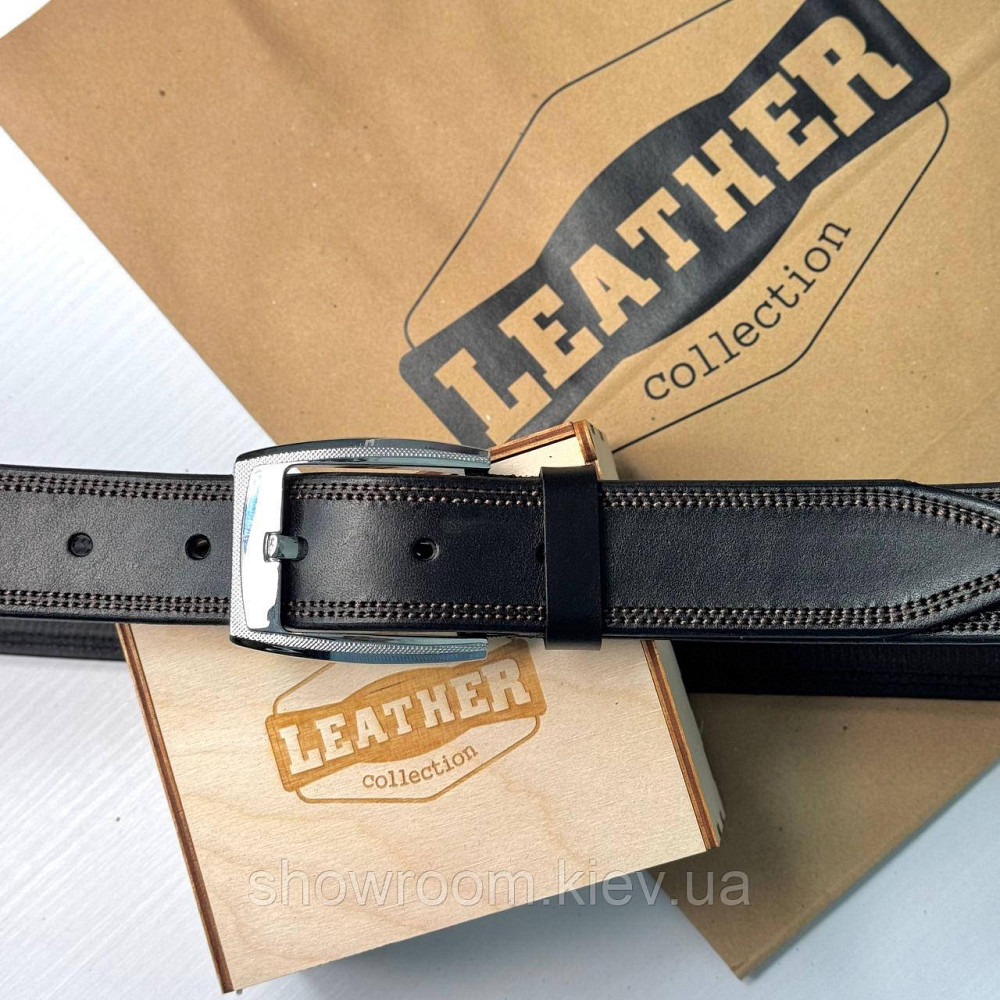 Элегантный мужской ремень из натуральной кожи LC с коричневой отделкой (7817-2) Киев - изображение 3