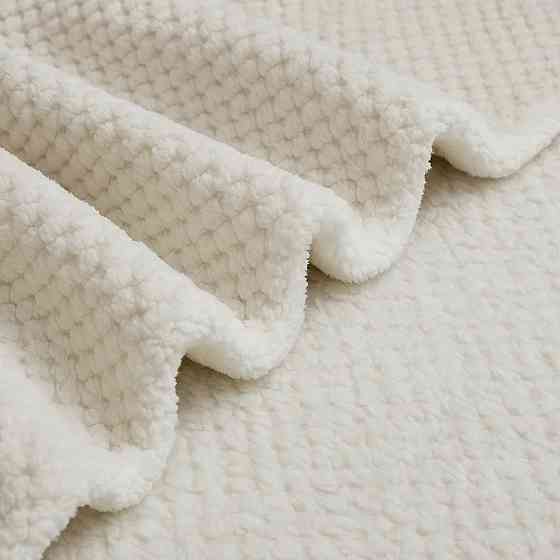 Плед-покрывало теплое фланелевое бархатное одеяло утепленное для дивана или кровати 200х230 см,белый Каменец-Подольский