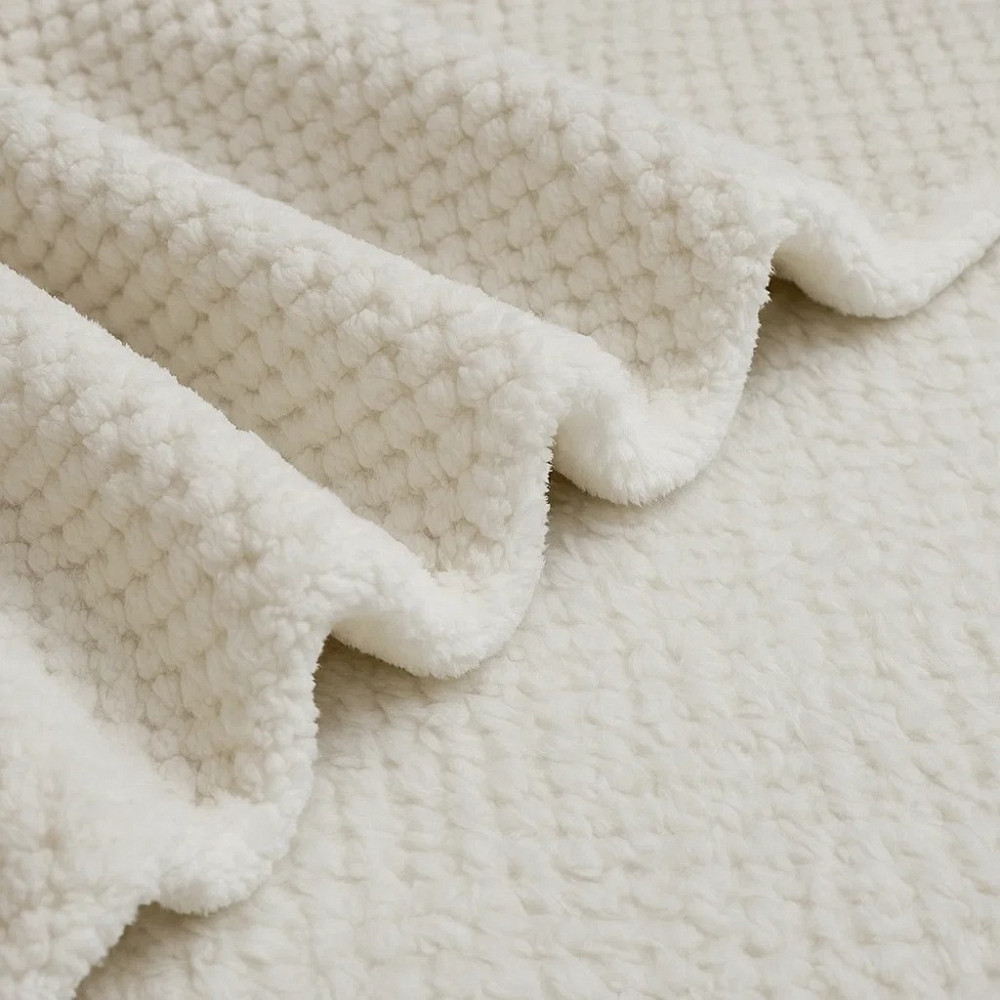 Плед-покрывало теплое фланелевое бархатное одеяло утепленное для дивана или кровати 200х230 см,белый Каменец-Подольский - изображение 2