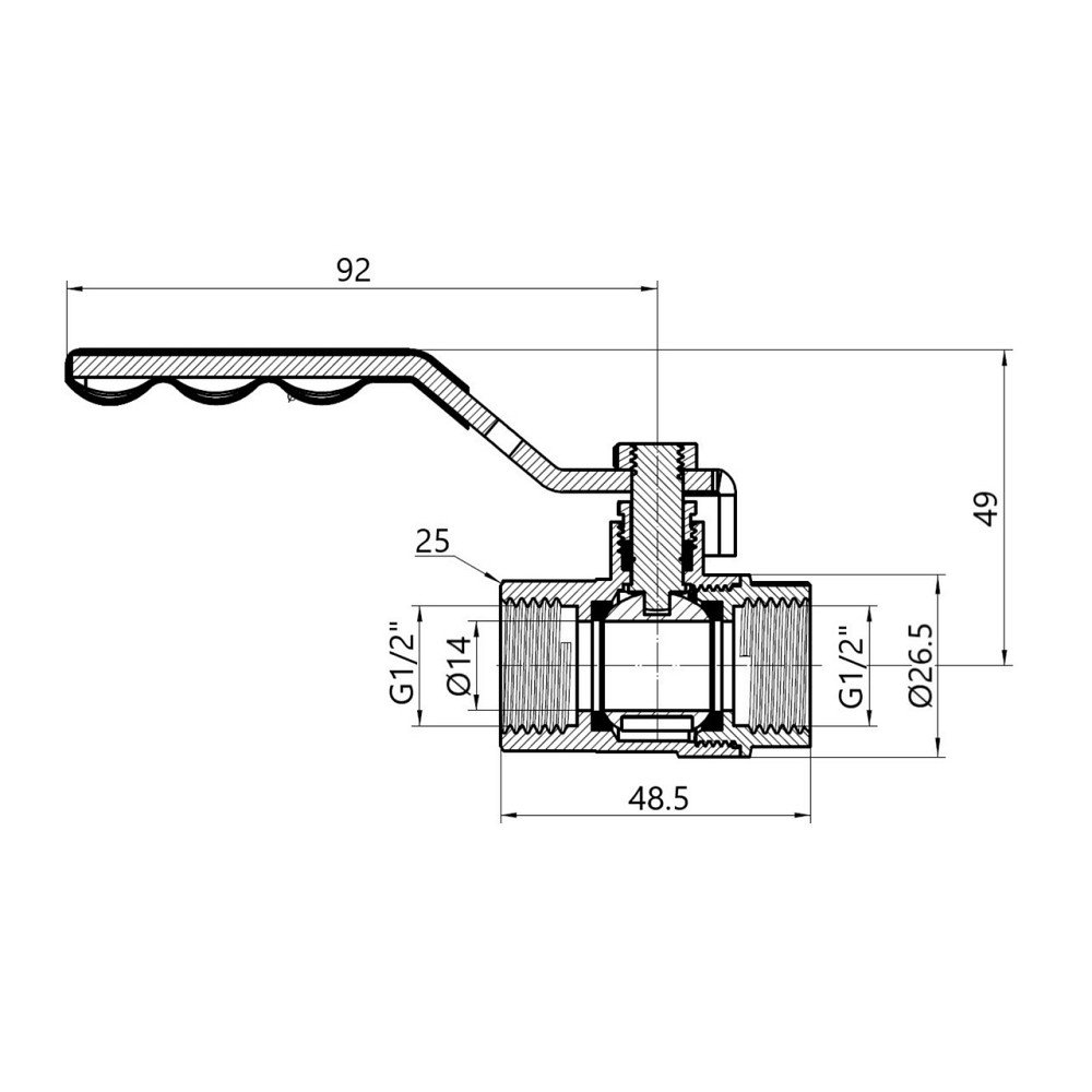 Кран кульовий Thermo Alliance Standart 1/2" ВР для газу (важіль) SD600NG15PN40 Київ - фото 2