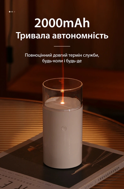 Бездротовий ультразвуковий зволожувач повітря HIVAGI® H2S32 з ефектом полум'я та аромадифузором — Білий Київ - фото 17