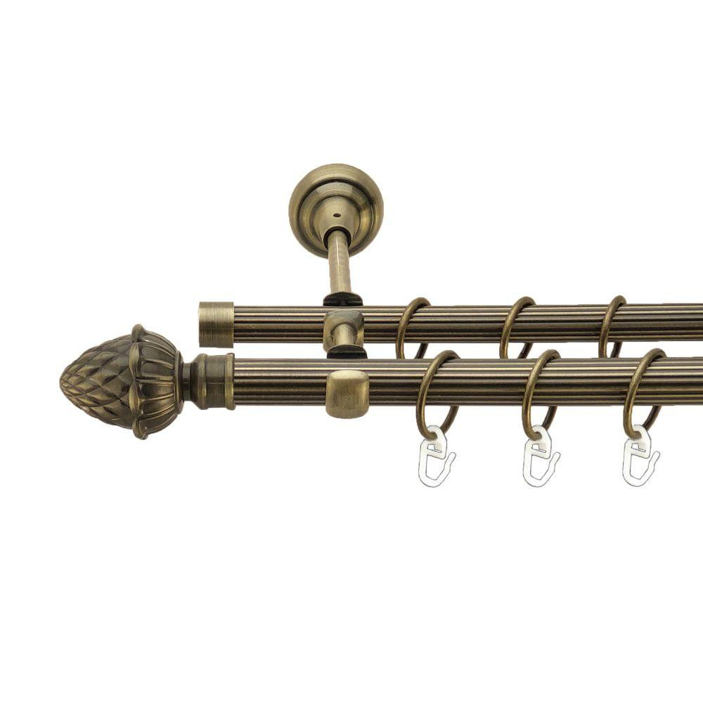 Карниз Orvit Цинара металевий дворядний відкритий рифлена труба кільце металеве Антик 19\16 мм 300 см (00-00017402) Львів - фото 1