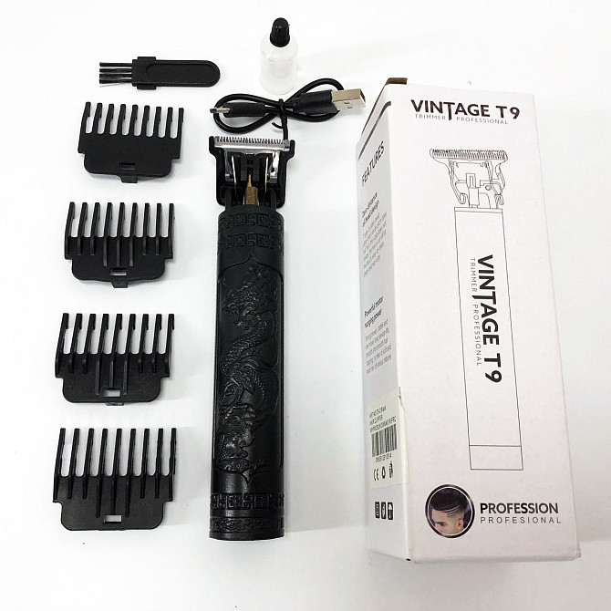 Машинка для стрижки волосся Vintage T9-2 BLACK AV-462 4 насадки Київ - фото 2