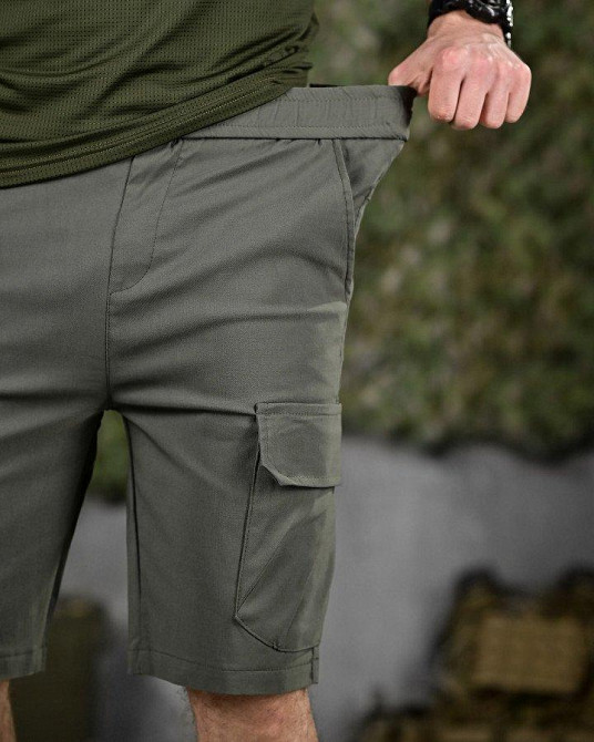 Міські стрейчеві шорти AHILES олива ДЛ6357 Одеса - фото 5