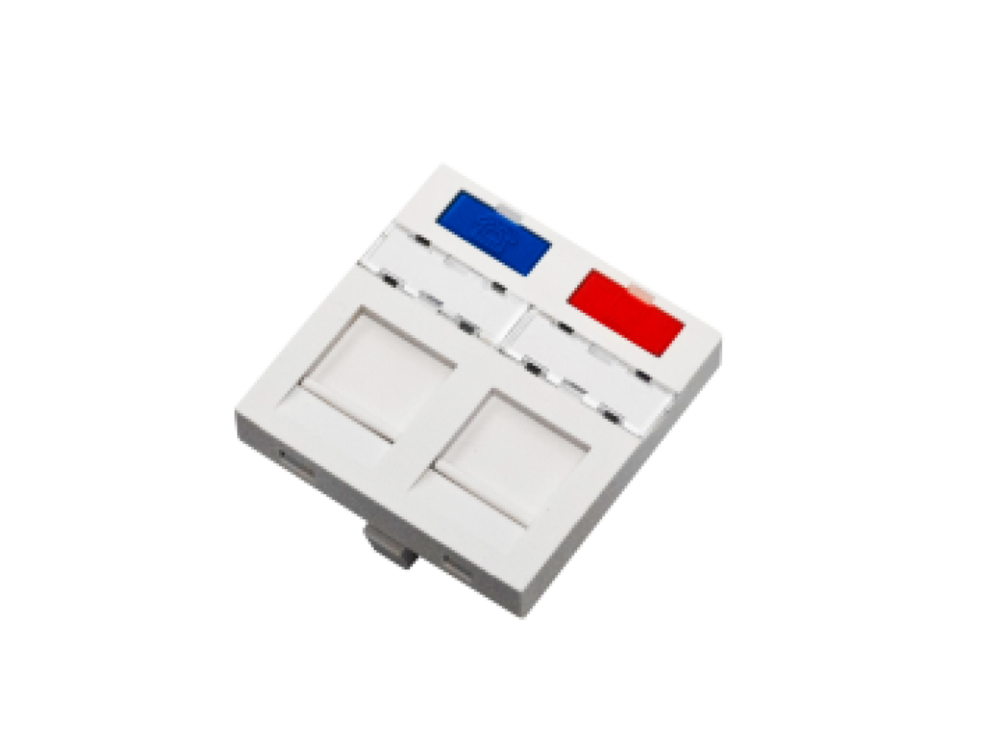 Пряма aдаптернa вставкa 45х45мм для 2 модулів keystone, Fibrain Винница - изображение 1