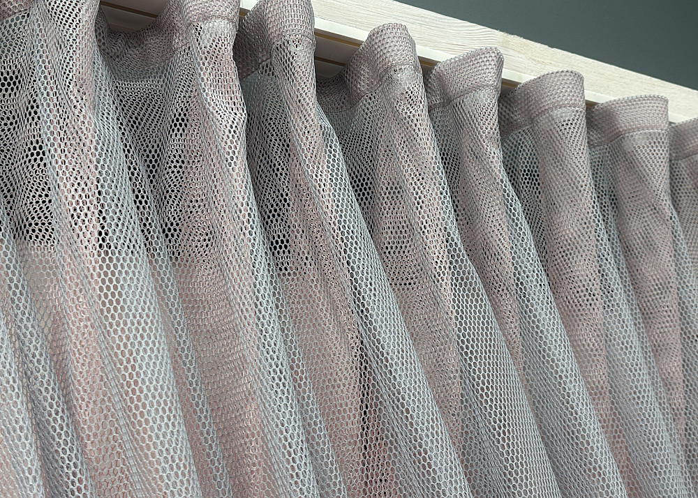 Кухонные шторки VR-Textil № 101к с подвязками Пудровый с серым 330х170 см (52-1216) Киев - изображение 7