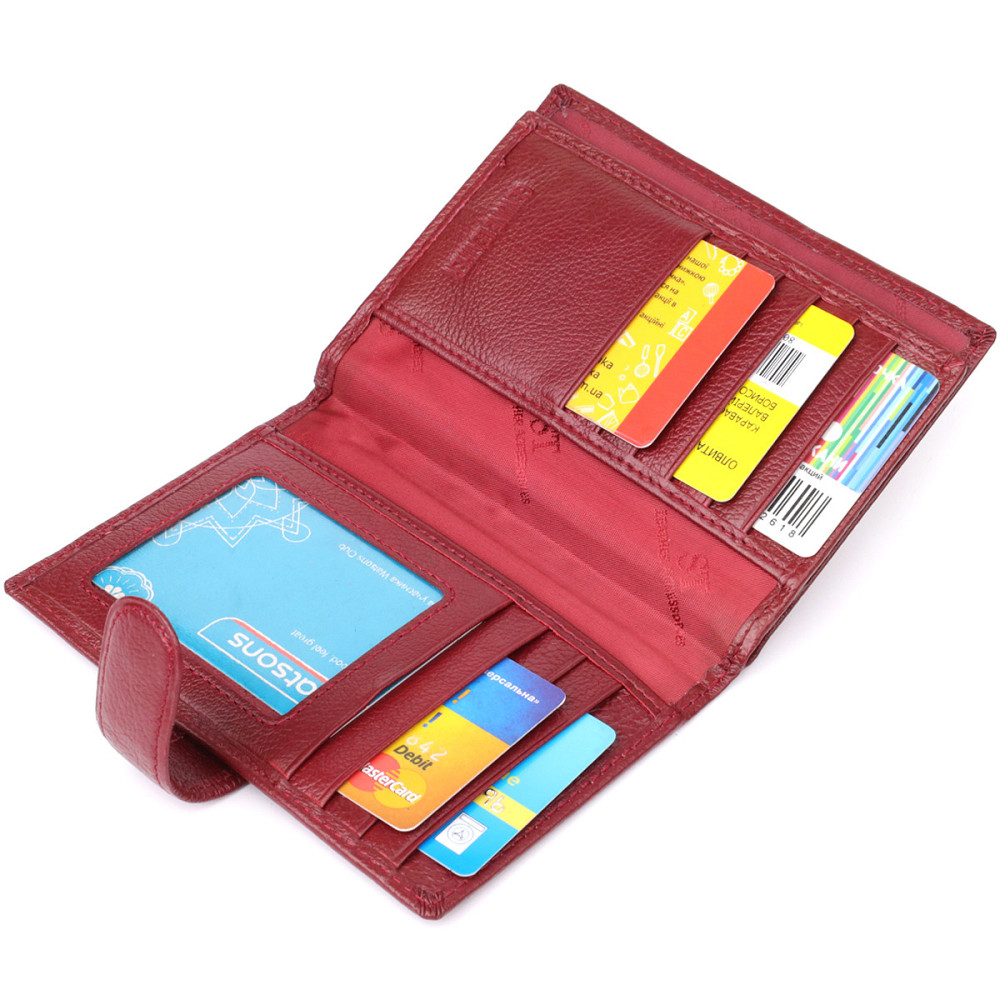 Стильна обкладинка на документи для жінок з натуральної шкіри ST Leather 23117 Бордовий Київ - фото 8