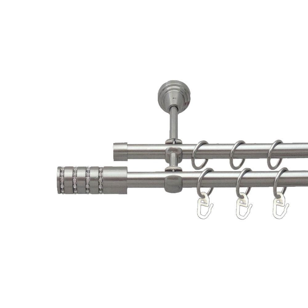 Карниз Orvit Барамелла металевий дворядний відкритий гладка труба кільце металеве Нержавіюча Сталь 16\16 мм 160 см (00-00016239) Львів - фото 1