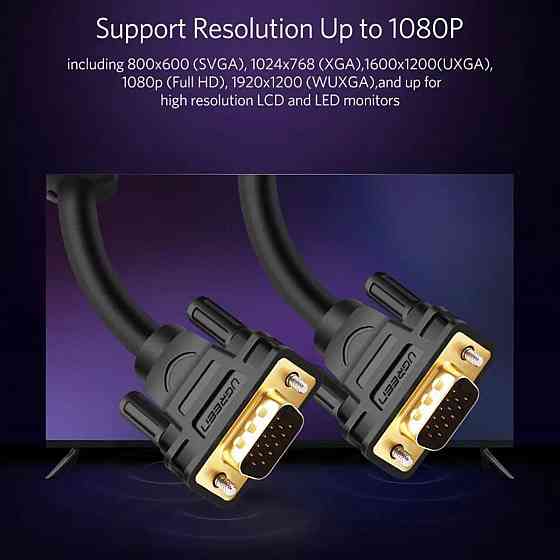 Кабель UGREEN VG101 VGA Male to Male Cable 2m (Black)(UGR-11646) Николаев