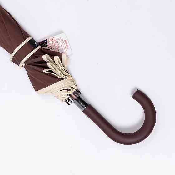 Класична парасолька-тростина з чохлом напівавтомат з поліестеру міцна надійна 12 спиць діаметр 120 см Коричневий HP-23-16BR Київ