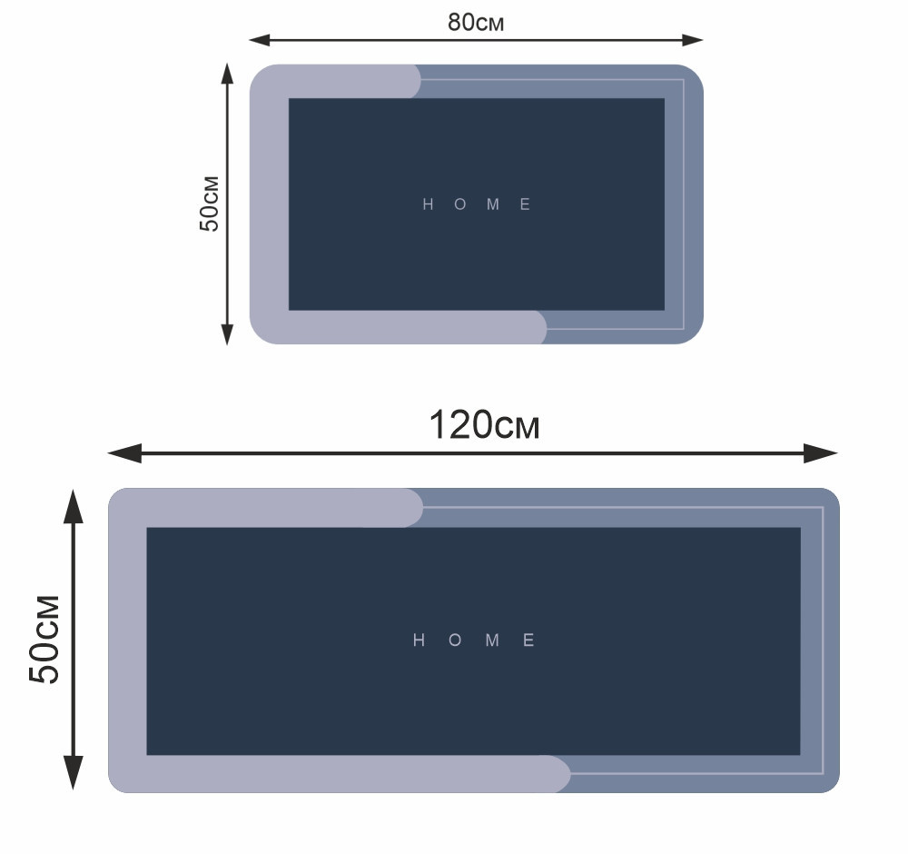 Набор диатомитовых ковриков для ванной и кухни Aquarius 50х80 см/50х120 см Графит Буча - изображение 2