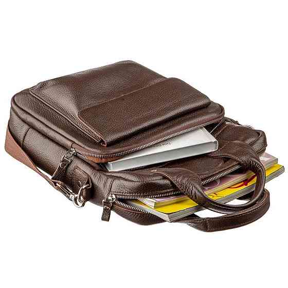 Качественная мужская сумка вертикального формата SHVIGEL 11168 под А4 Коричневая флотар Киев