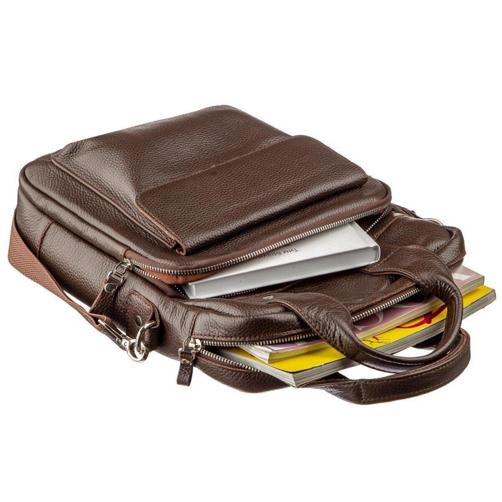 Качественная мужская сумка вертикального формата SHVIGEL 11168 под А4 Коричневая флотар Киев - изображение 4